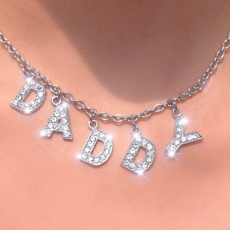 Angel Letter Bling Bling 90s Aesthetic Necklace Women Choker Unisex DIY Name necklace Aesthetic Jewelry Femme Collier Drop Ship