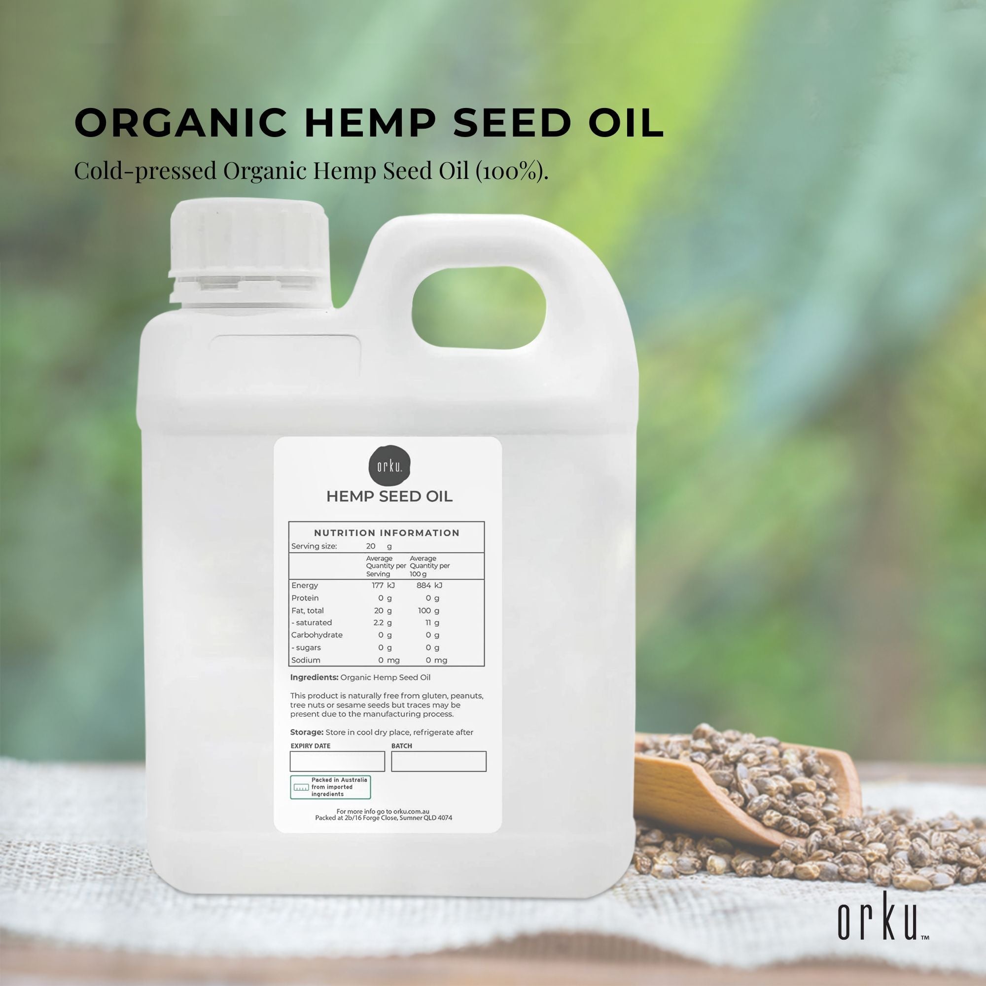 5L Organic Hemp Seed Oil - Cold Pressed Food Grade Healthy Oils Foods-1
