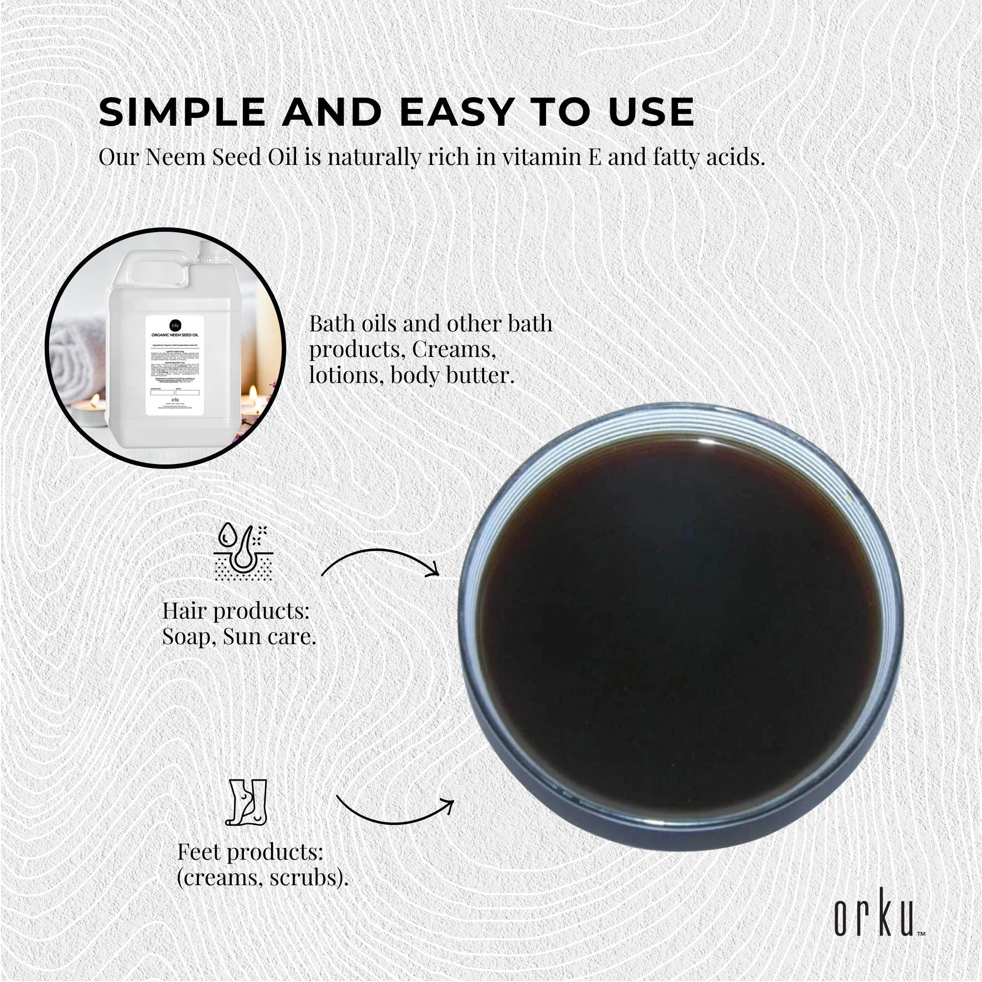 Orku 5L Organic Neem Seed Oil - Debitterised Cold Pressed Azadirachtin Indica-4