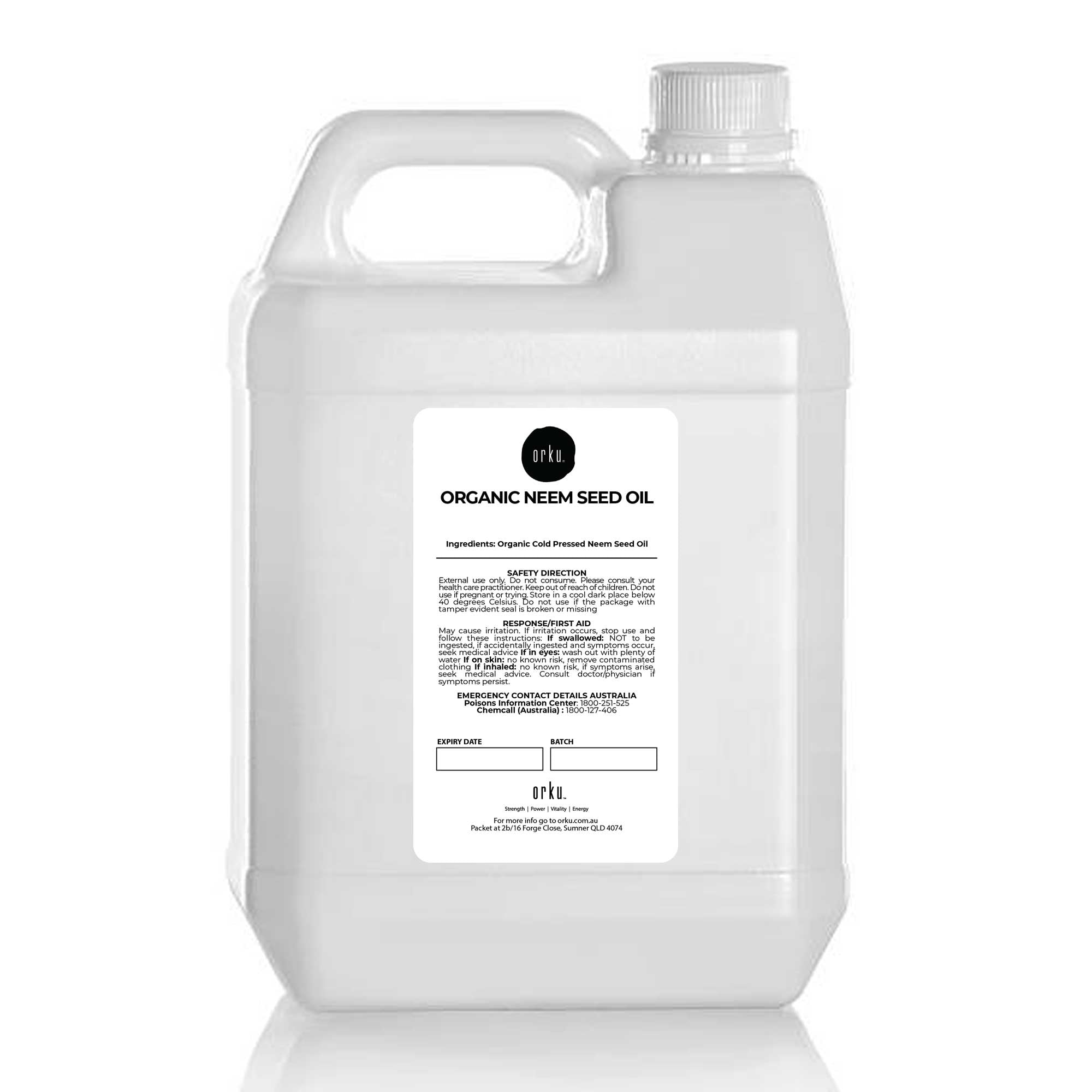 Orku 5L Organic Neem Seed Oil - Debitterised Cold Pressed Azadirachtin Indica-0