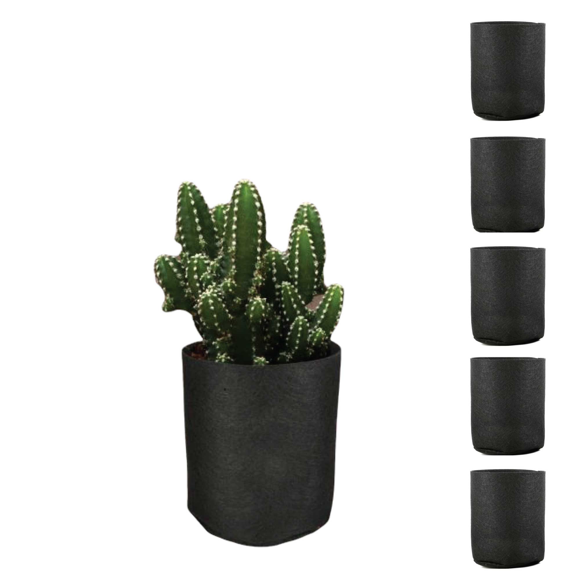 6 Pck 1 Gallon Fabric Flower Pots 3.8L Garden Planter Bags Black Felt Root Pouch-0