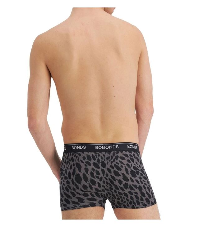 6 x Mens Bonds Guyfront Trunks Underwear Grey Leopard Print-2