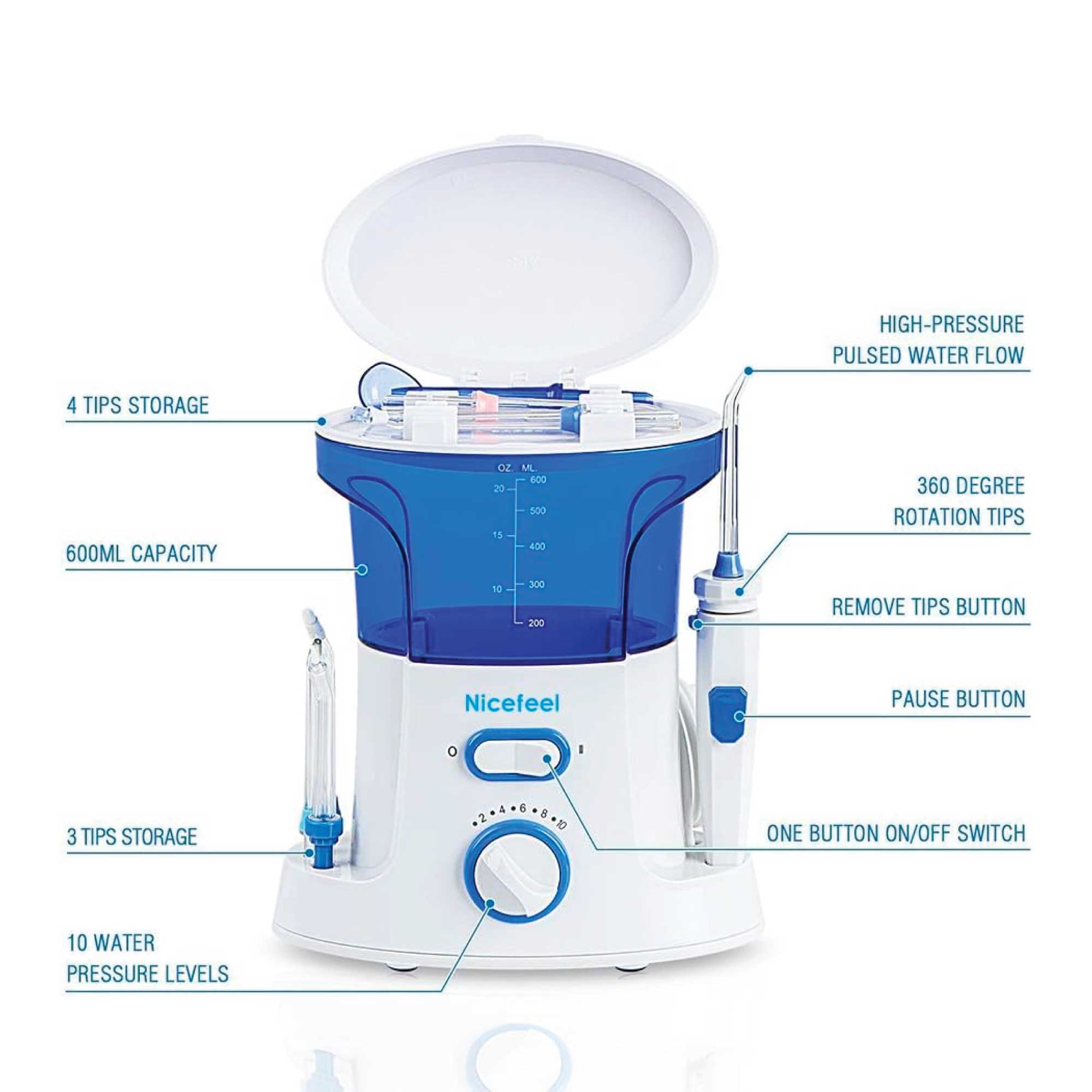 600ml Dental Water Flossing Teeth Flosser - Electric Oral Tooth Irrigator Cleaner-9