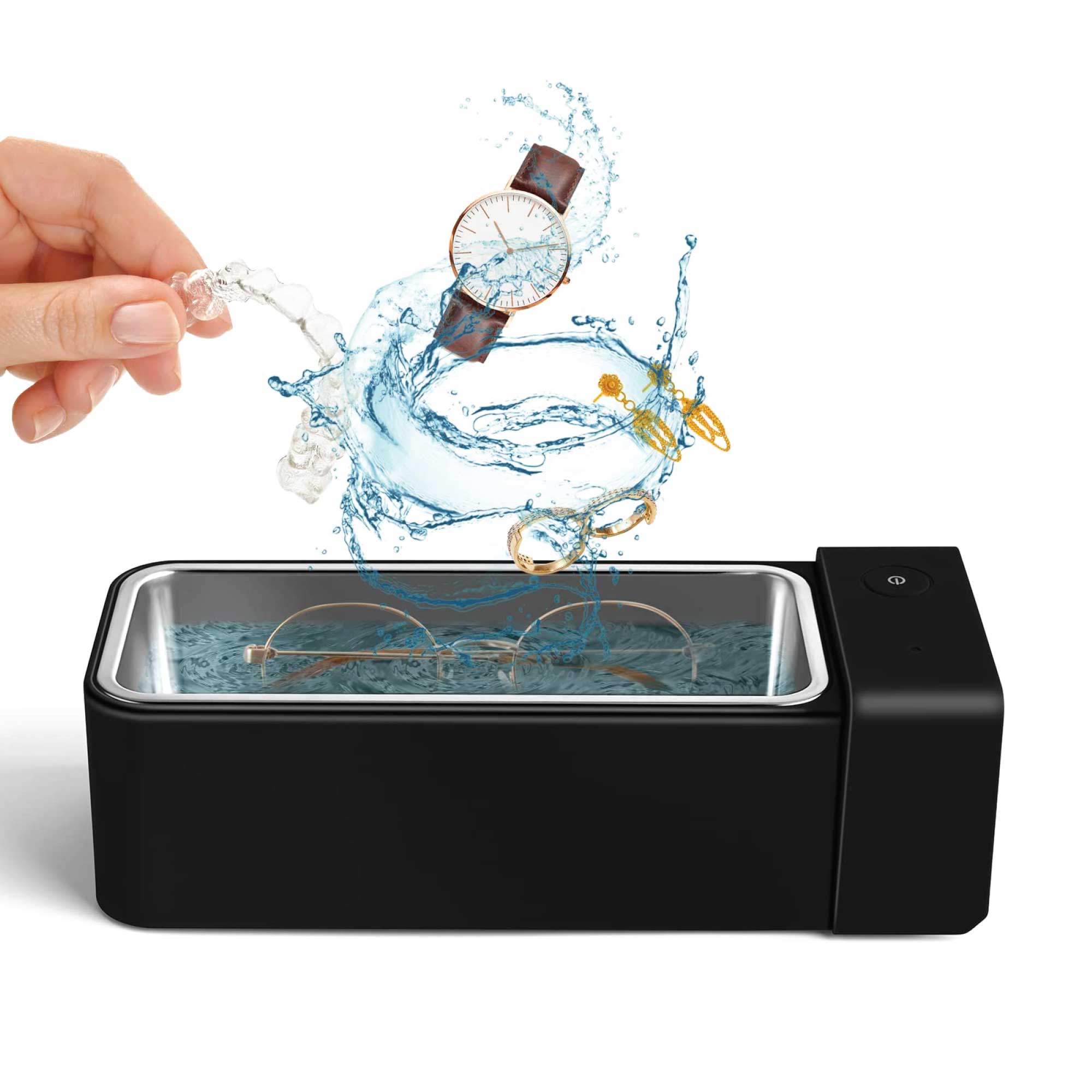 600ml Ultrasonic Jewellery Cleaner Mini Black - Personal Portable Sonic Bath-1