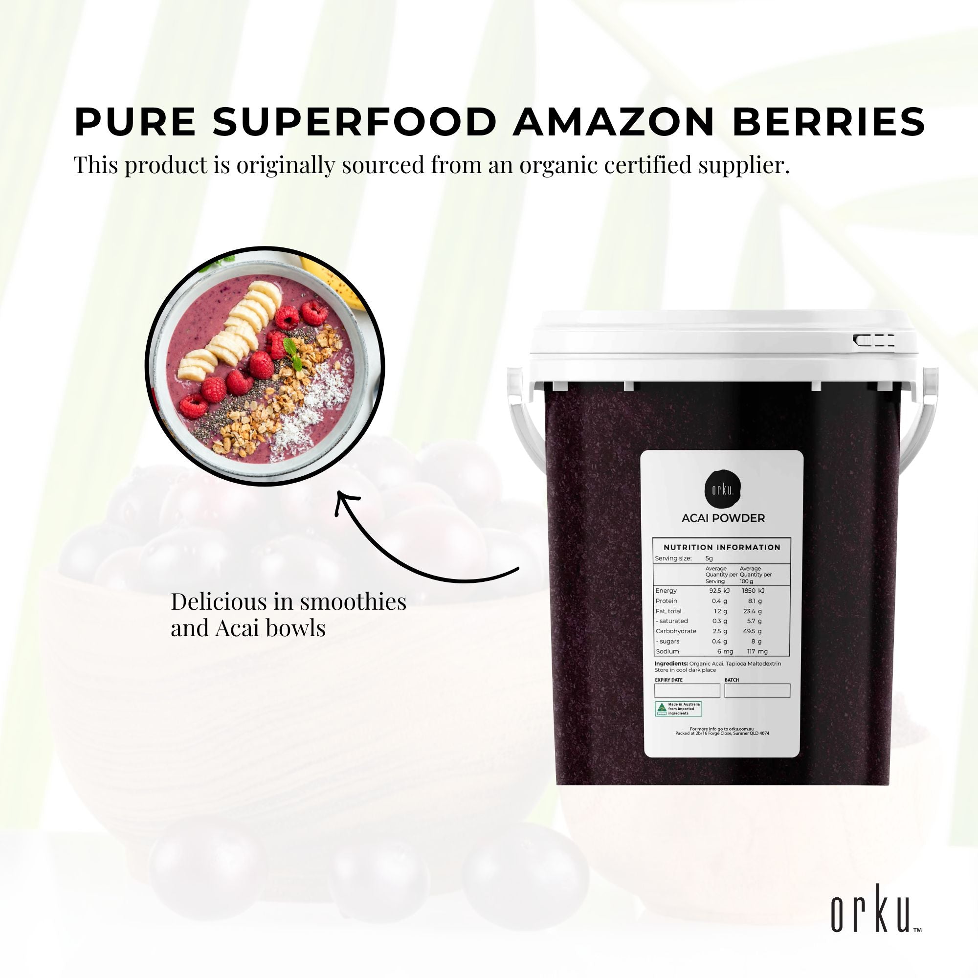 700g Acai Powder Bucket 100% Organic - Pure Superfood Amazon Berries-3