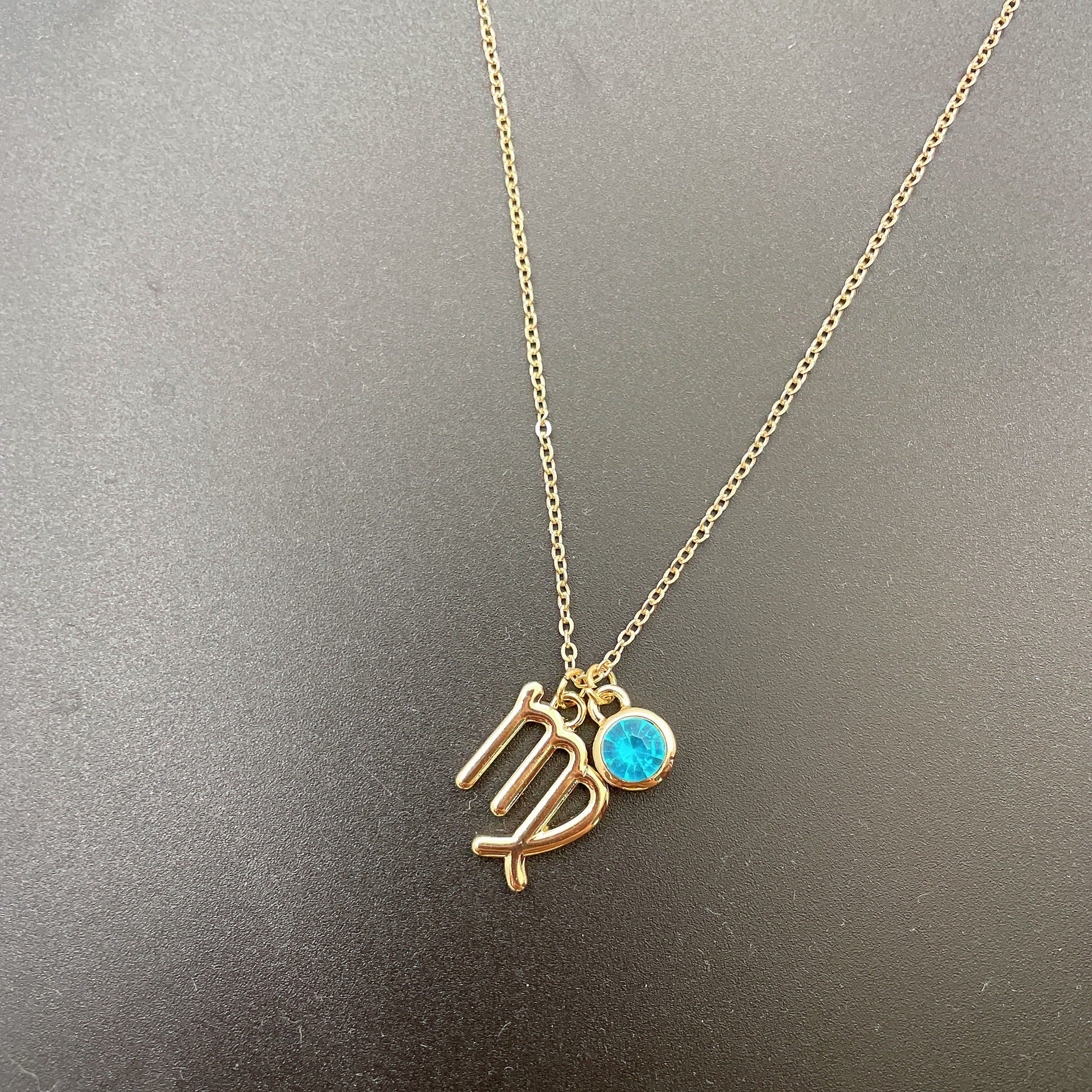 Symbol Letter Image Colored Diamond Necklace Pendant