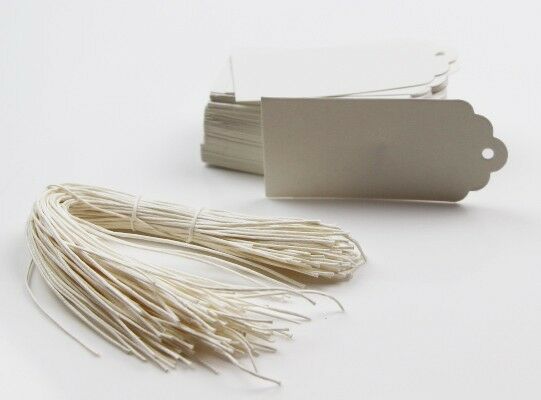75 X Kraft Tags White Diy Paper Gift Tag With Twine-0