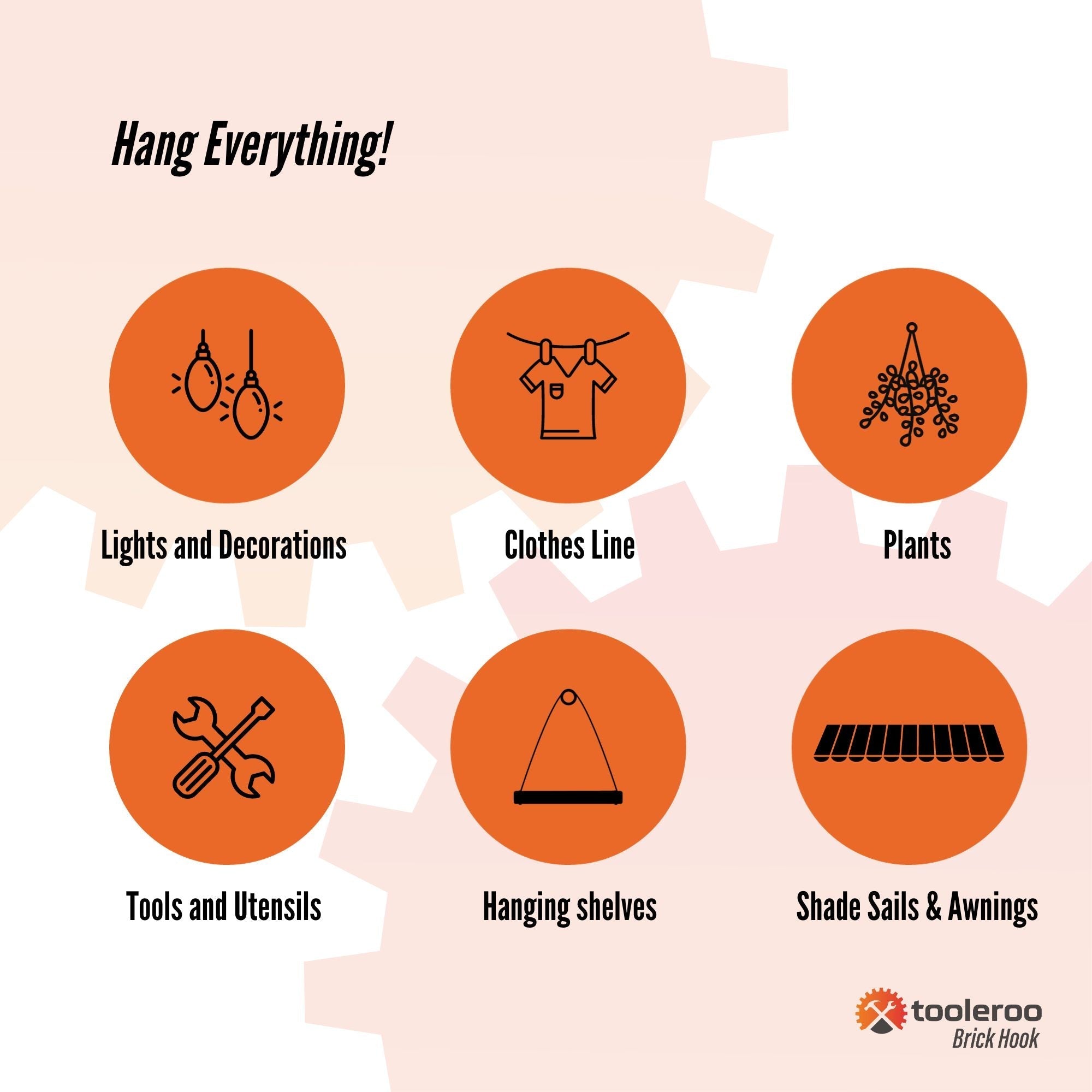 76mm (3") Brick Hooks - Wall Clips Hangers For Pictures Plants Hose Lights Decor-8