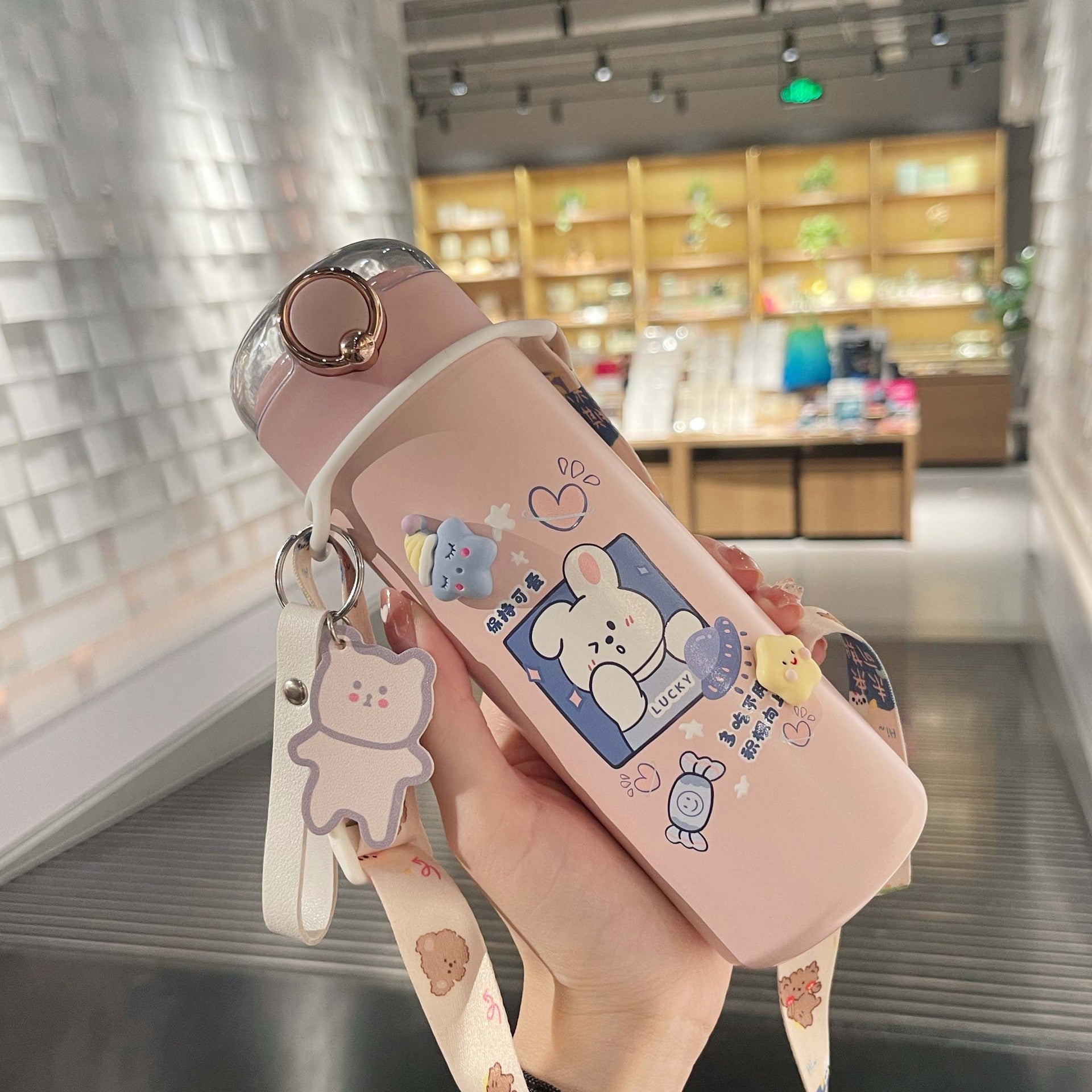Water Bottle Cup Female Cute Girl Bottle With Straw High Value