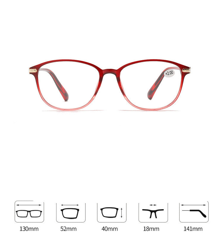 Fashion HD Reading Glasses Women Elderly Light Glasses