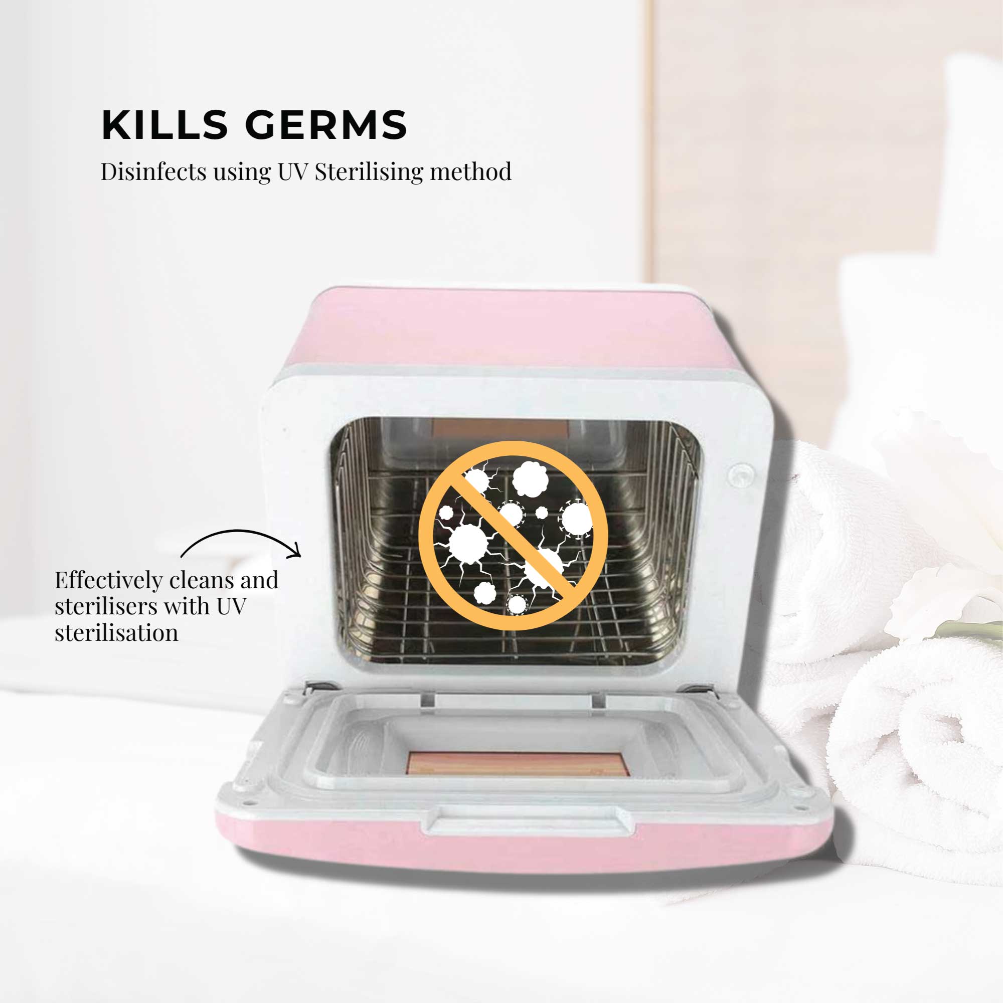 8L Pink Electric Towel Warmer UV Steriliser Cabinet Small Hot Heater Sanitiser-1
