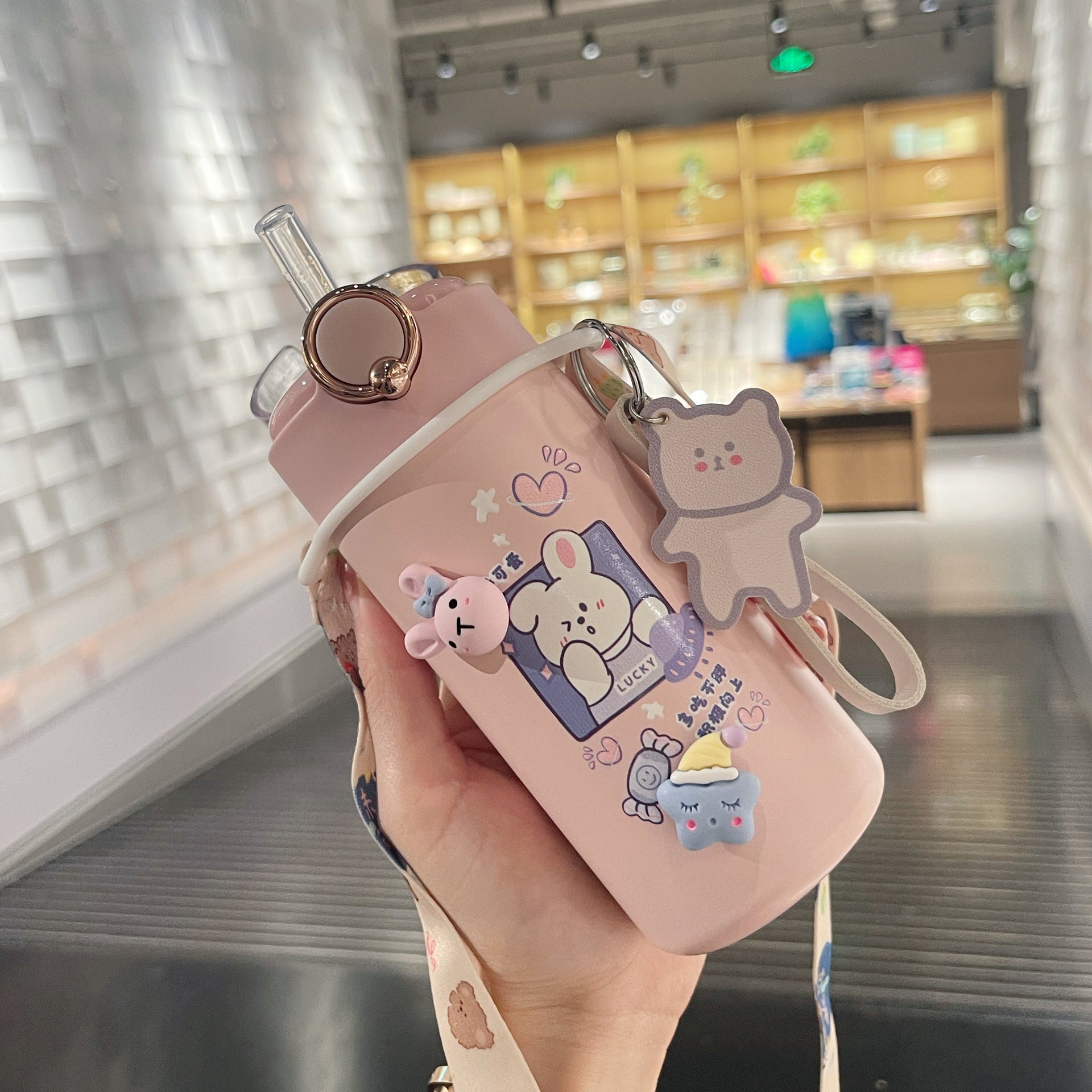 Water Bottle Cup Female Cute Girl Bottle With Straw High Value