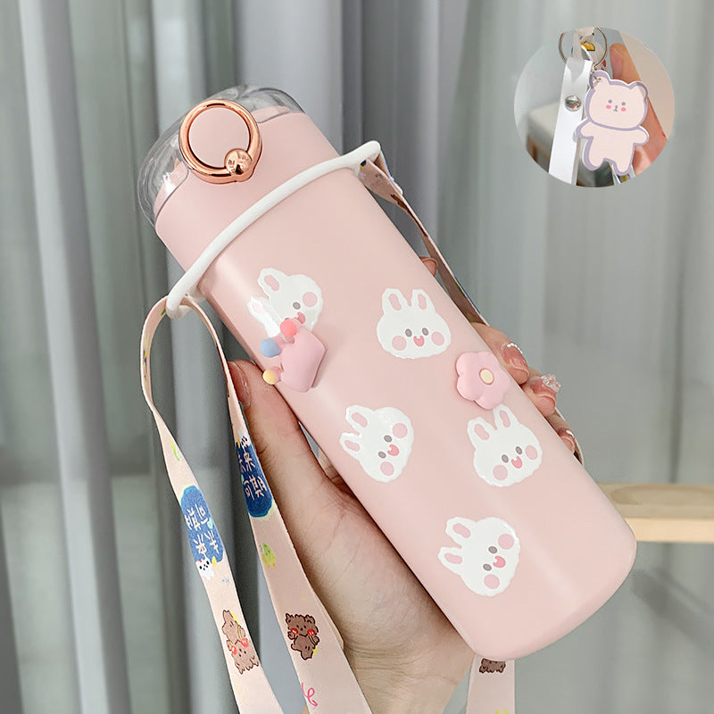 Water Bottle Cup Female Cute Girl Bottle With Straw High Value