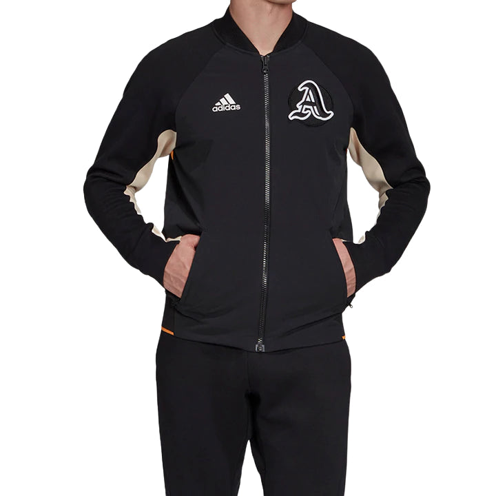 Adidas Mens Black/Black/Real Gold Vrct Comfy Collegiate Zipup Jacket-0