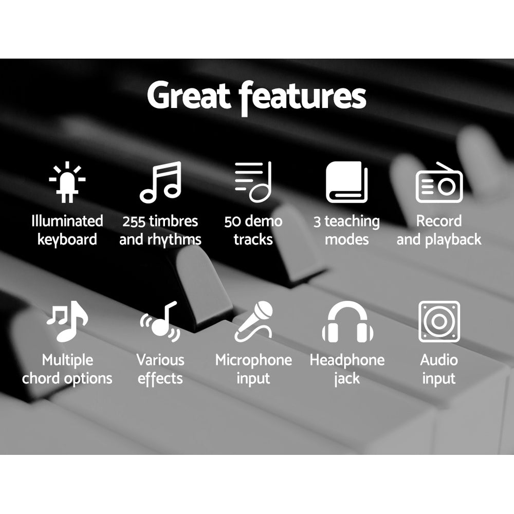 Alpha 61 Key Lighted Electronic Piano Keyboard LED Electric Holder Music Stand-3