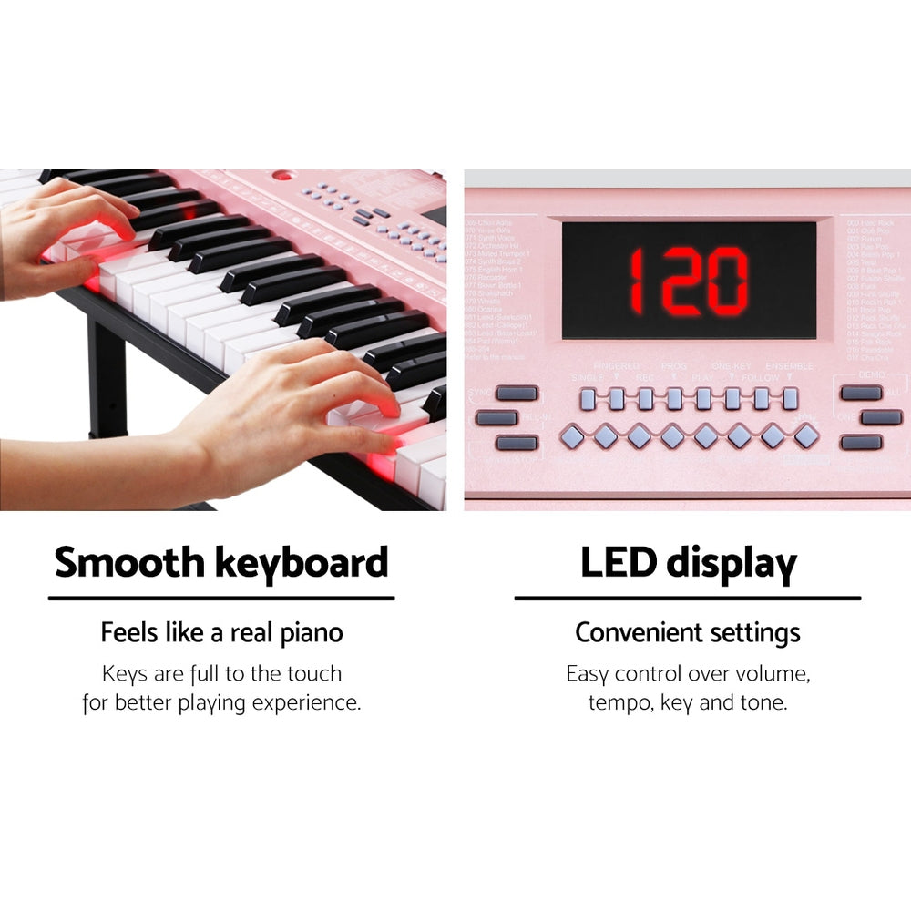 Alpha 61 Key Lighted Electronic Piano Keyboard LED Electric Holder Music Stand-4