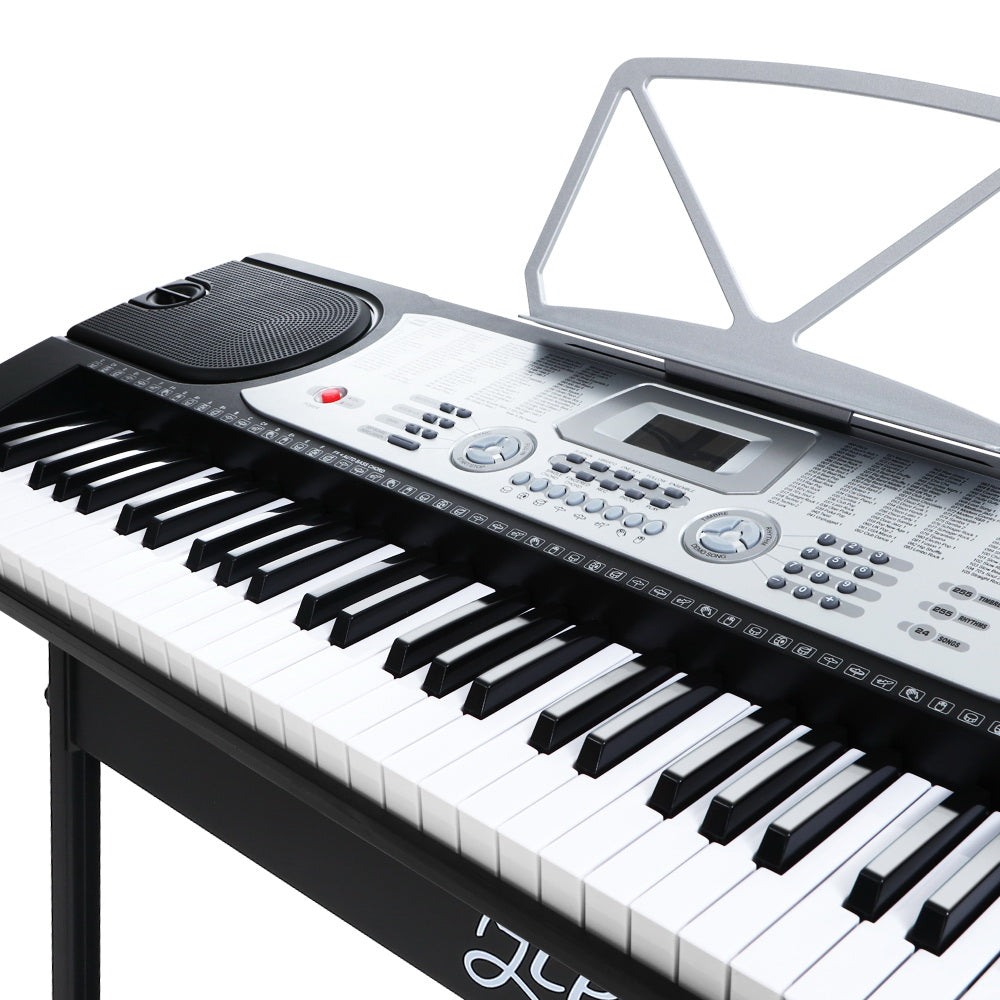 Alpha 61 Keys Electronic Piano Keyboard LED Electric Silver with Music Stand for Beginner-2