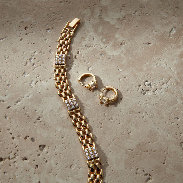Amici by Ella - Sammy Earrings - Clear/Gold-2