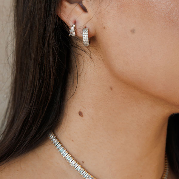 Amici by Ella - Sammy Earrings - Clear/Silver-1