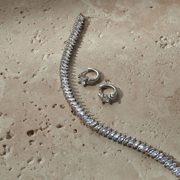 Amici by Ella - Sammy Earrings - Clear/Silver-2