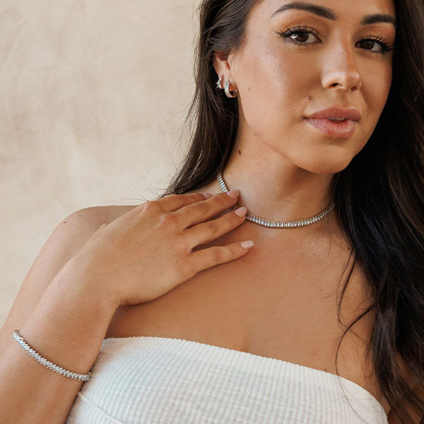 Amici by Ella - Sammy Earrings - Clear/Silver-4