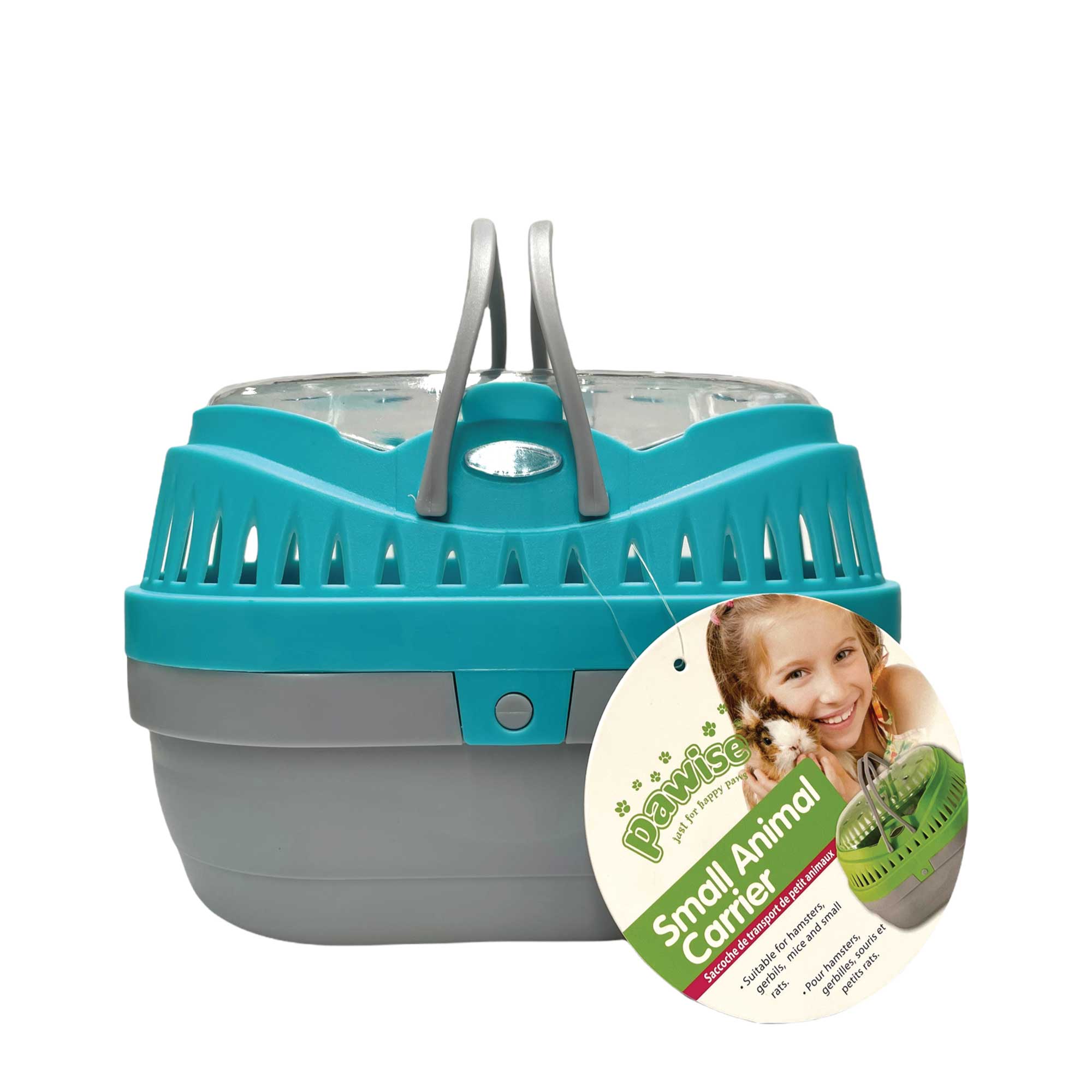 Animal Carrier For Small Pet - Blue Plastic Guinea Pig Mouse Hamster Travel Cage-1