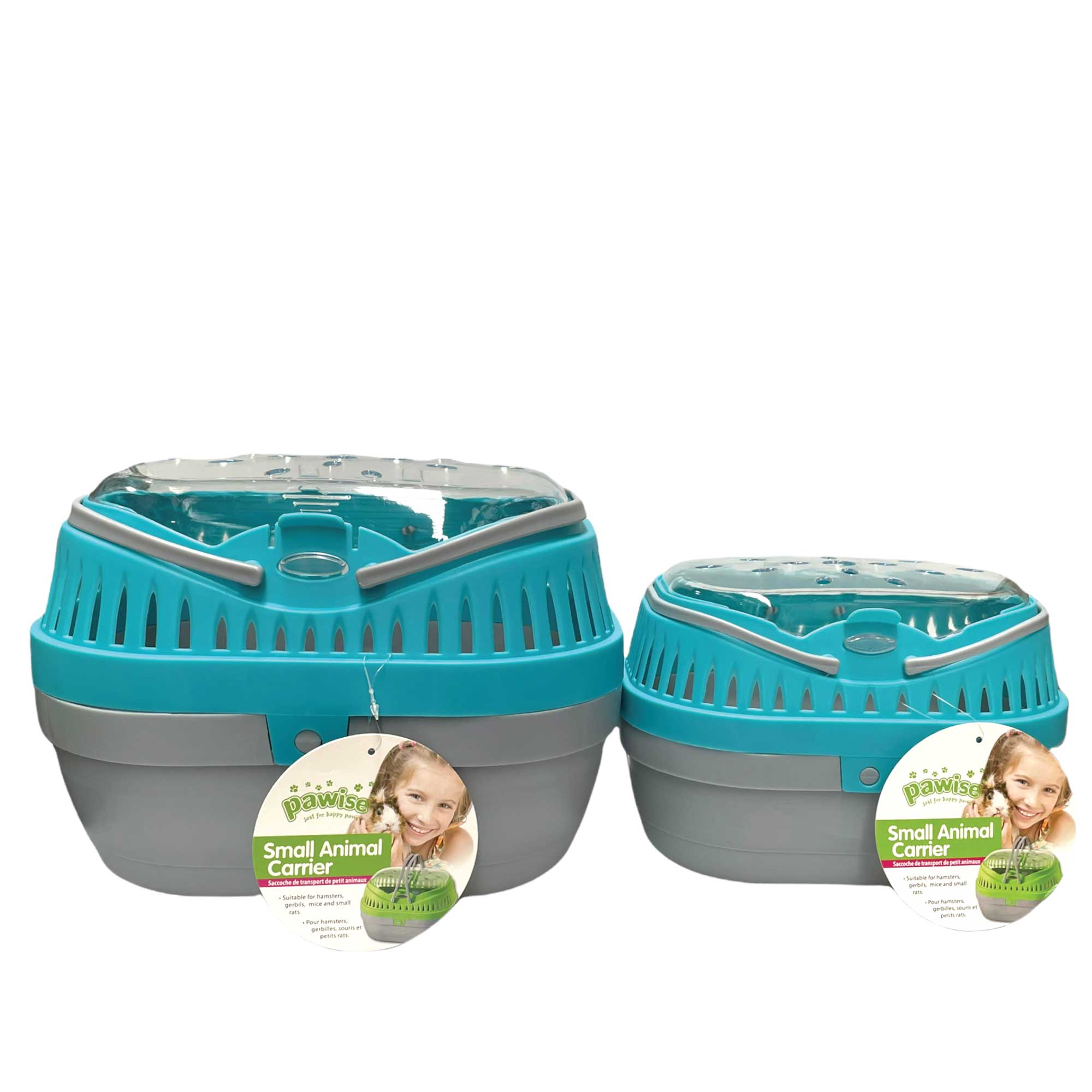 Animal Carrier For Small Pet - Blue Plastic Guinea Pig Mouse Hamster Travel Cage-0