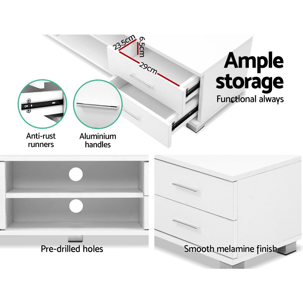 Artiss 120cm TV Stand Entertainment Unit Storage Cabinet Drawers Shelf White-6