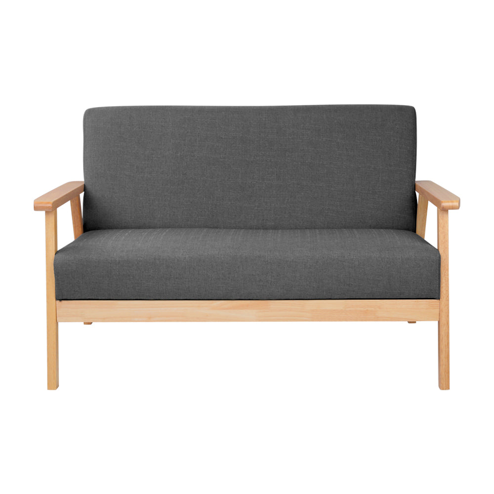 Artiss 2 Seater Fabric Sofa Chair - Grey-2