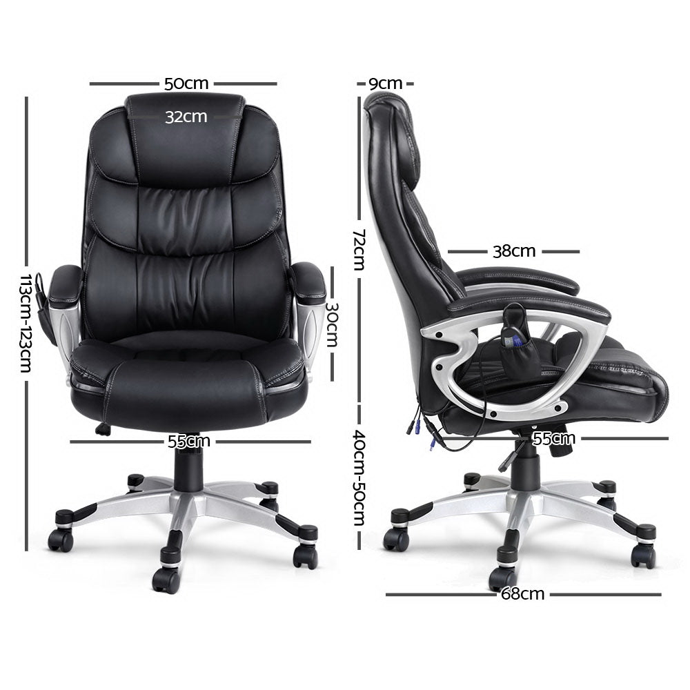 Artiss 8 Point PU Leather Reclining Massage Chair - Black-1