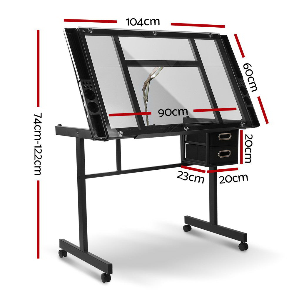 Artiss Adjustable Drawing Desk - Black and Grey-1