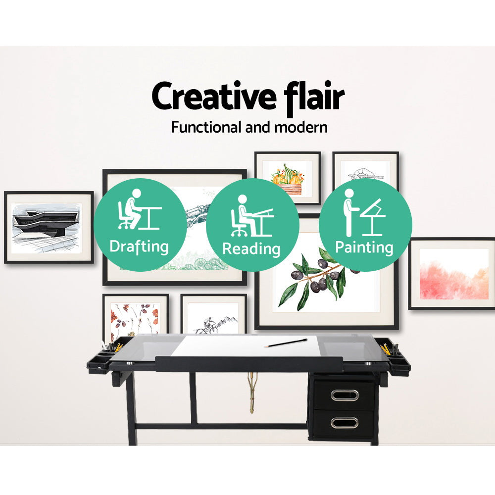 Artiss Adjustable Drawing Desk - Black and Grey-3