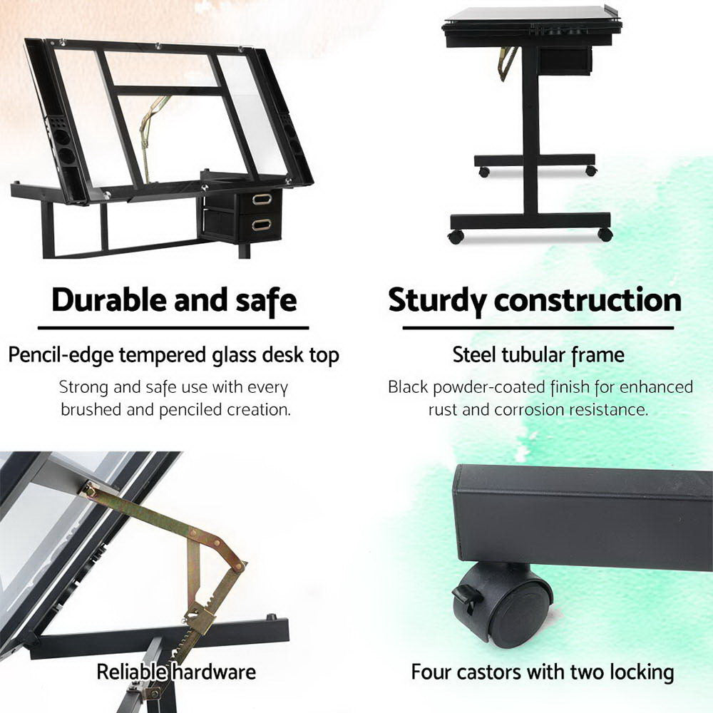 Artiss Adjustable Drawing Desk - Black and Grey-4