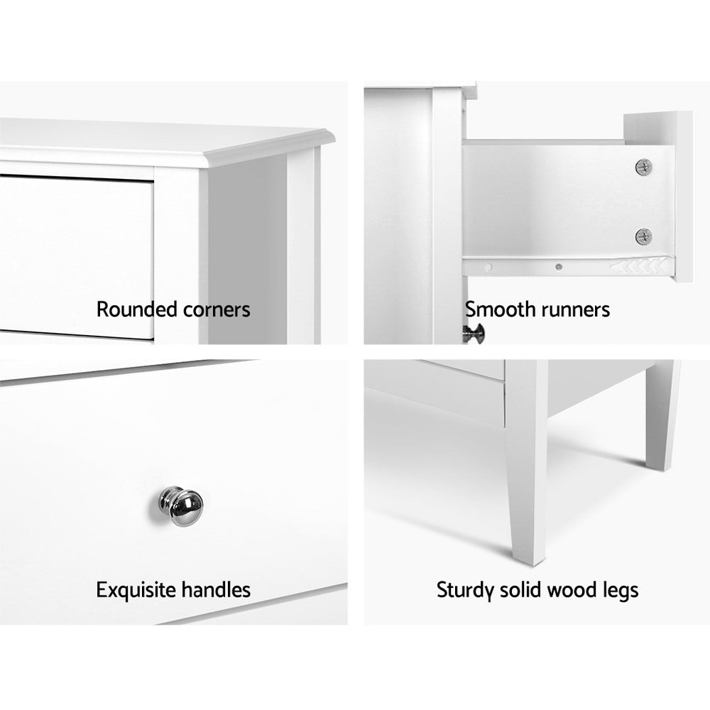 Artiss Chest of Drawers Storage Cabinet Bedside Table Dresser Tallboy White-6