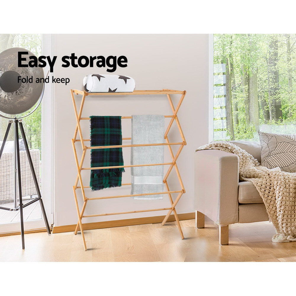 Artiss Clothes Rack Airer Foldable Bamboo Drying Laundry Dryer Garment Hanger-4