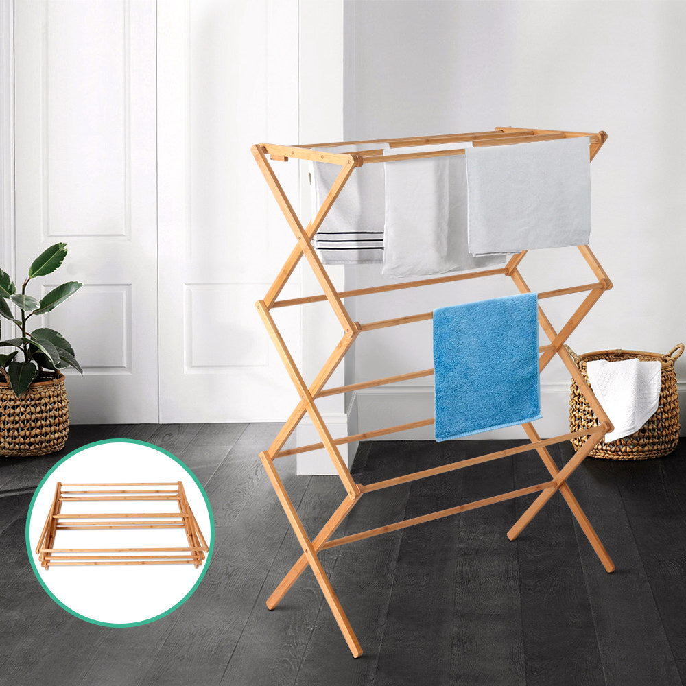 Artiss Clothes Rack Airer Foldable Bamboo Drying Laundry Dryer Garment Hanger-6
