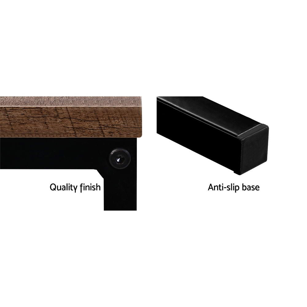 Artiss Coffee Table Wooden Rustic Vintage Storage Shelf Metal Frame Black-5