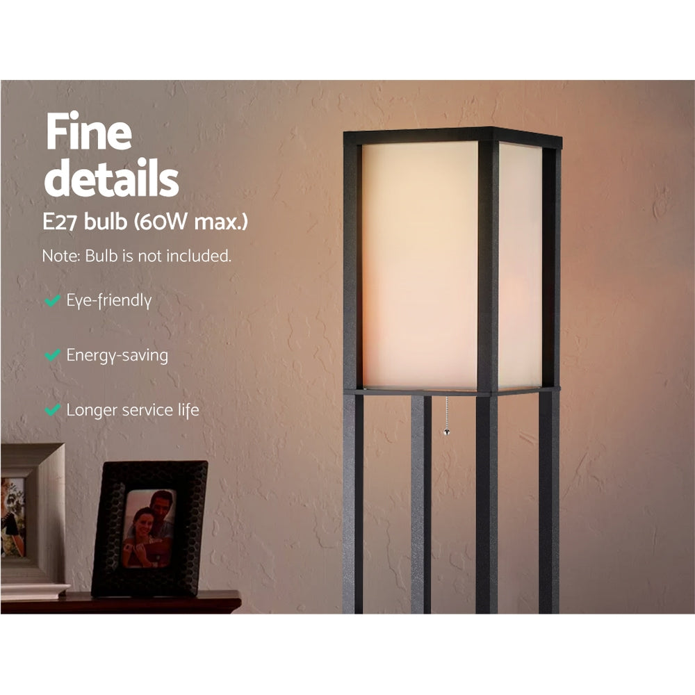 Artiss Led Floor Lamp Shelf Vintage Wood Standing Light Reading Storage Bedroom-4