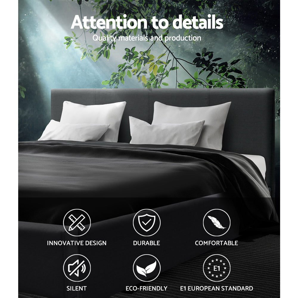Artiss Neo Bed Frame Fabric - Charcoal Queen-4