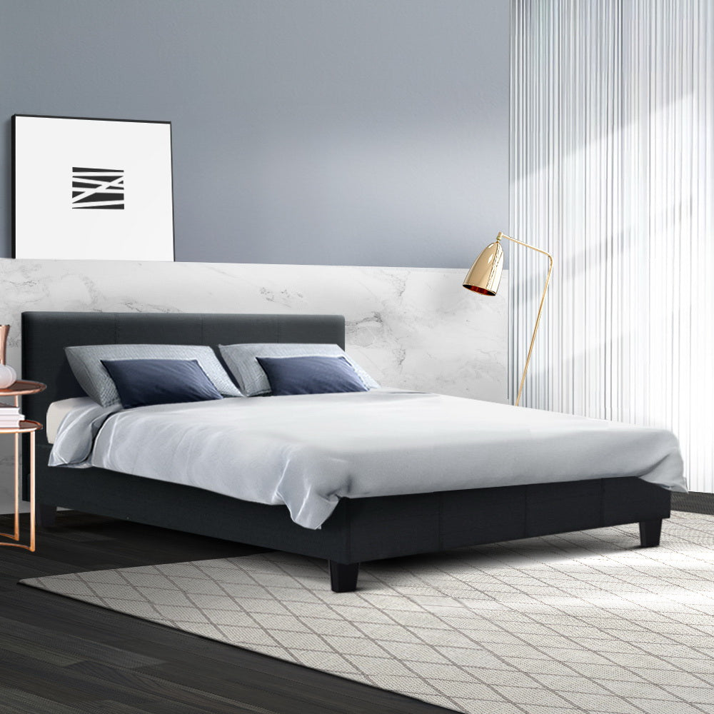 Artiss Neo Bed Frame Fabric - Charcoal Queen-7