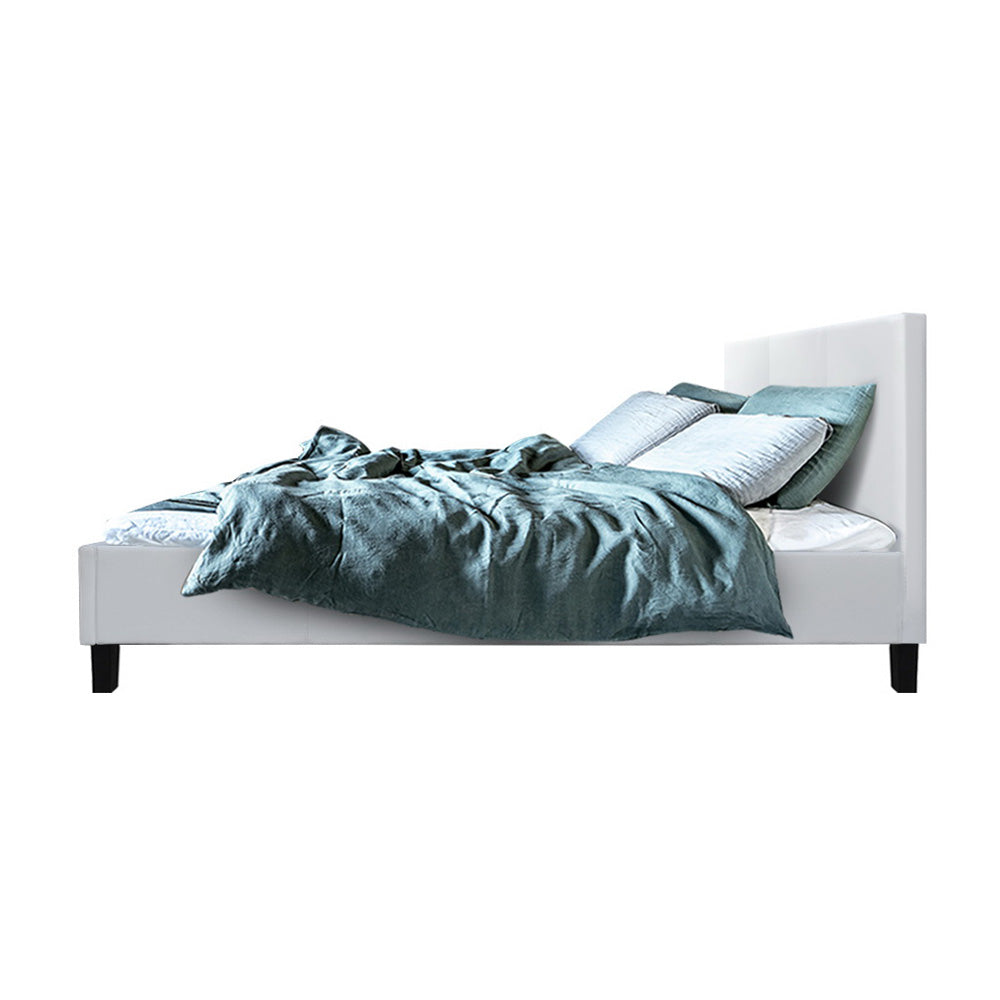 Artiss Neo Bed Frame PU Leather - White Double-3