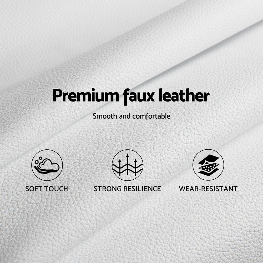 Artiss Neo Bed Frame PU Leather - White Double-4