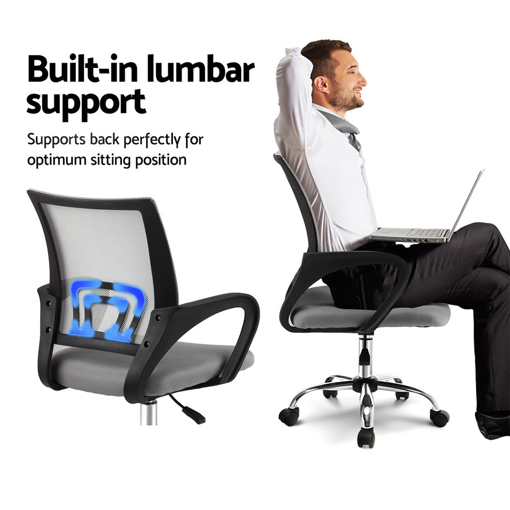 Artiss Office Chair Gaming Chair Computer Mesh Chairs Executive Mid Back Grey-6