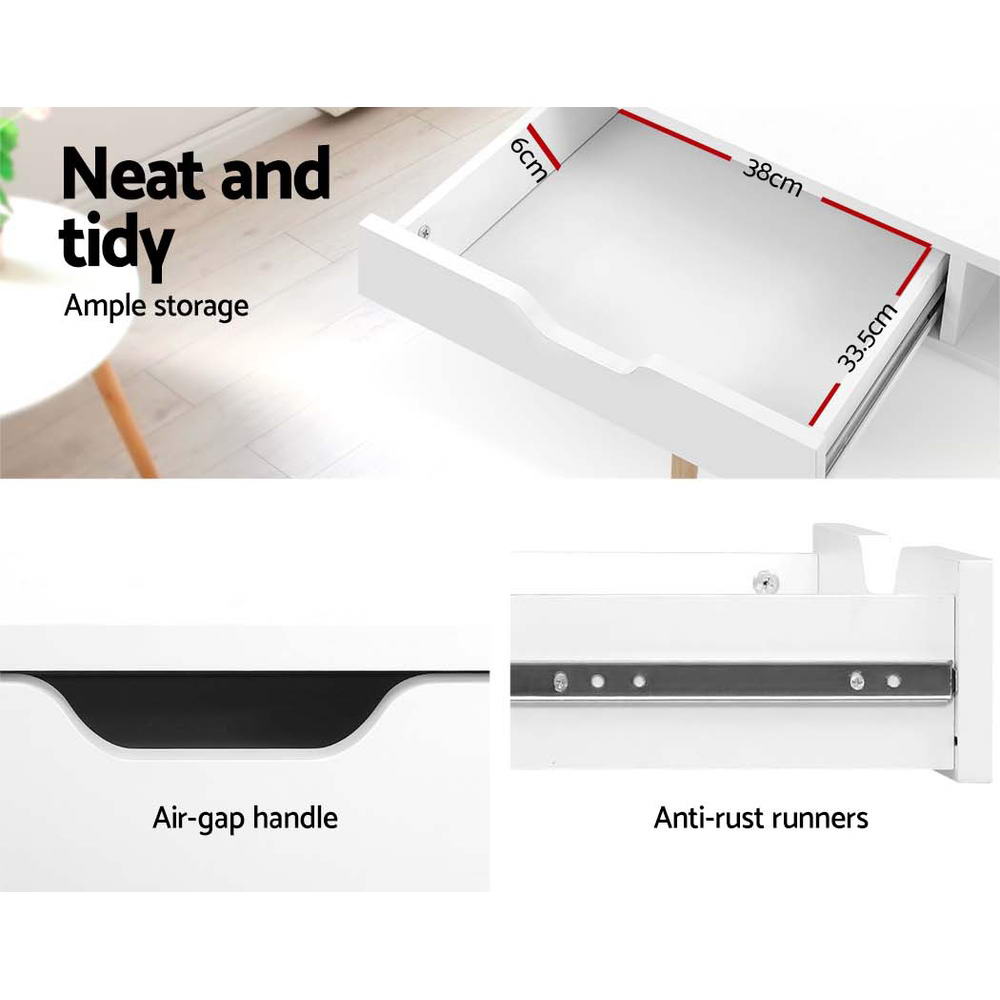 Artiss Office Computer Desk Study Table Storage Drawers Student Laptop White-5