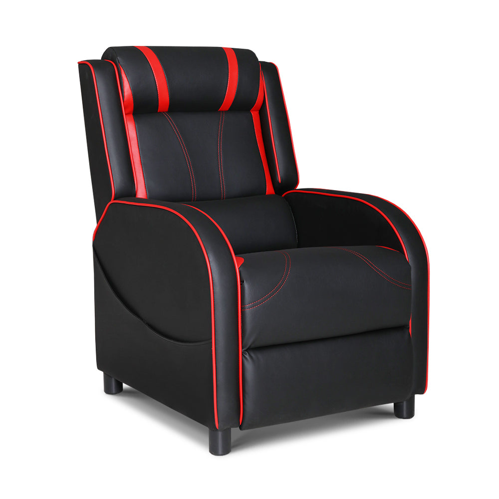 Artiss Recliner Chair Gaming Racing Armchair Lounge Sofa Chairs Leather Black-0