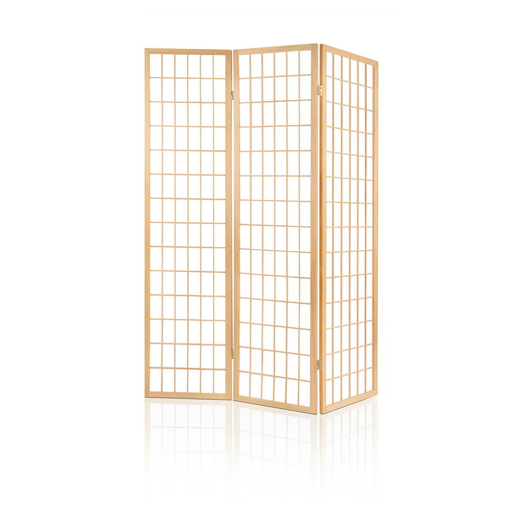 Artiss Room Divider Screen Wood Timber Dividers Fold Stand Wide Beige 3 Panel-2