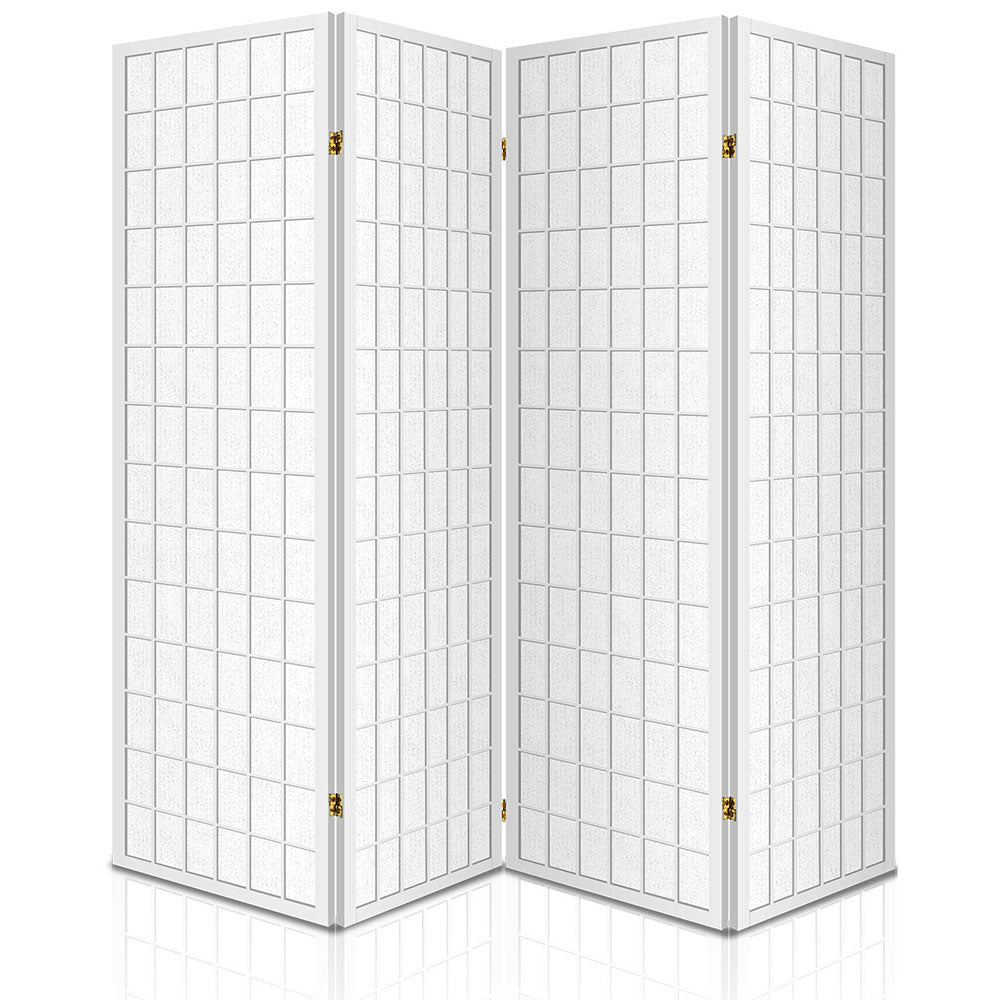 Artiss Room Divider Screen Wood Timber Dividers Fold Stand Wide White 4 Panel-2