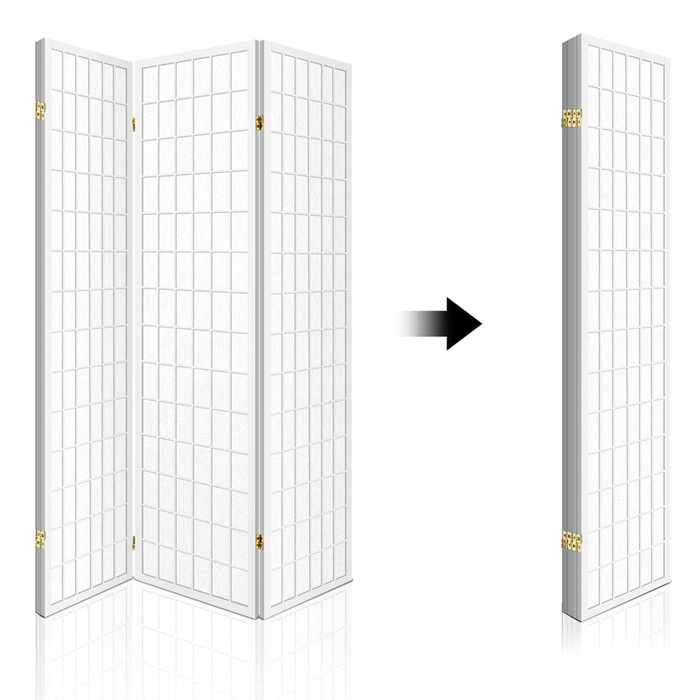 Artiss Room Divider Screen Wood Timber Dividers Fold Stand Wide White 4 Panel-3