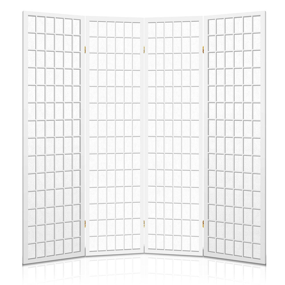 Artiss Room Divider Screen Wood Timber Dividers Fold Stand Wide White 4 Panel-4