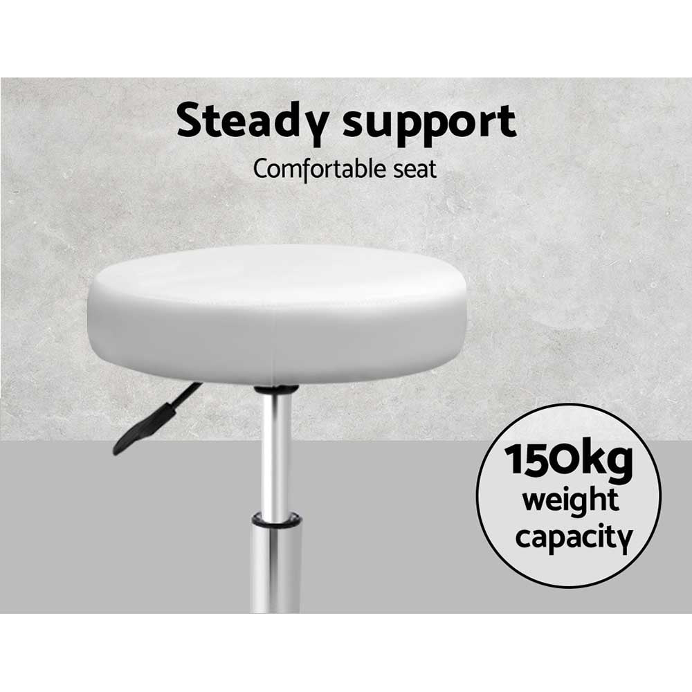 Artiss Round Chair Stools Salon Stool White Swivel Beauty Barber Hairdressing-5